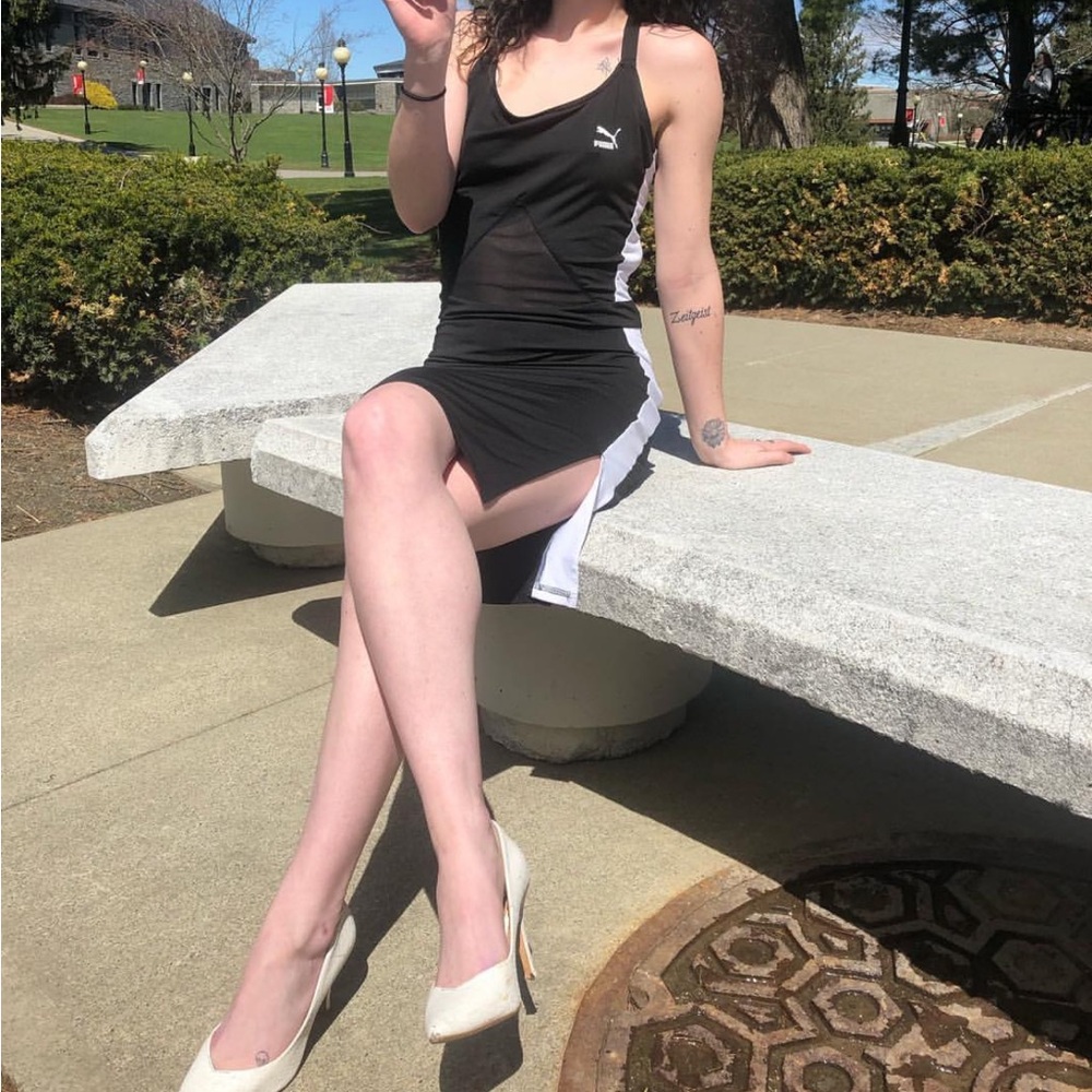 Puma Black and White Dress with Side Slit